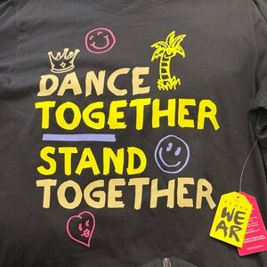 Zumba Fitness Black Tee with Yellow and Pink Graphics
